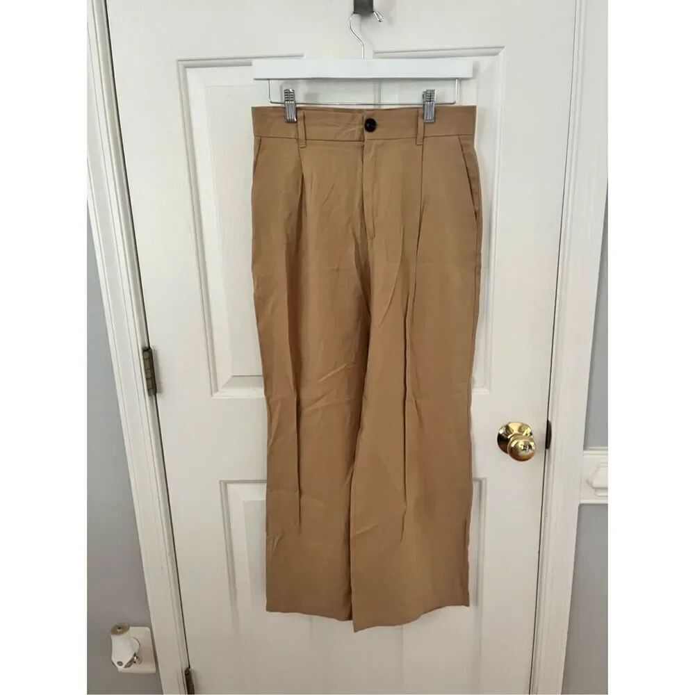 Zara Tan Modal Soft SingleβPleated Pants sz XS